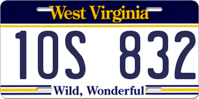 WV license plate 1OS832