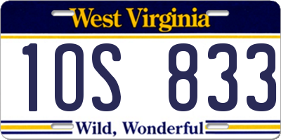 WV license plate 1OS833
