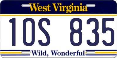 WV license plate 1OS835