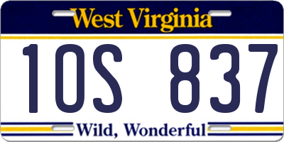 WV license plate 1OS837