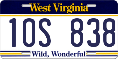WV license plate 1OS838