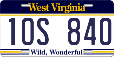 WV license plate 1OS840