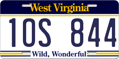 WV license plate 1OS844