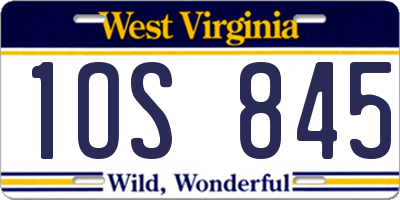 WV license plate 1OS845
