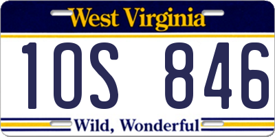 WV license plate 1OS846
