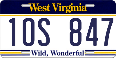 WV license plate 1OS847