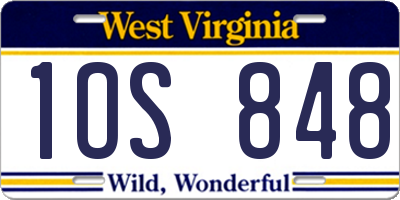 WV license plate 1OS848