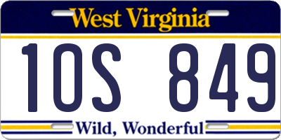 WV license plate 1OS849