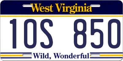 WV license plate 1OS850