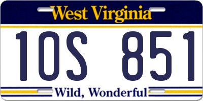 WV license plate 1OS851