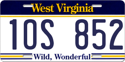 WV license plate 1OS852
