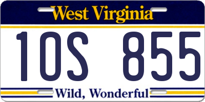 WV license plate 1OS855