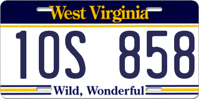 WV license plate 1OS858