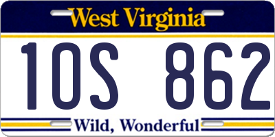 WV license plate 1OS862