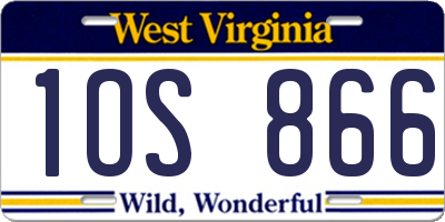 WV license plate 1OS866