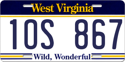 WV license plate 1OS867