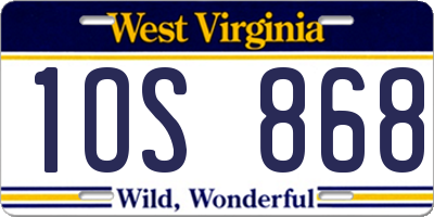 WV license plate 1OS868