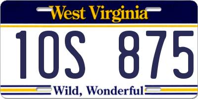WV license plate 1OS875