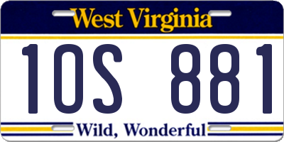 WV license plate 1OS881