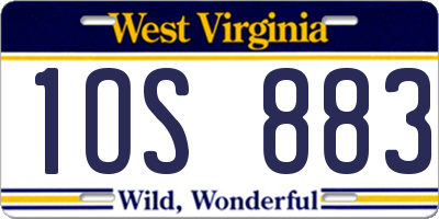WV license plate 1OS883
