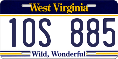 WV license plate 1OS885
