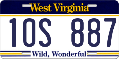 WV license plate 1OS887