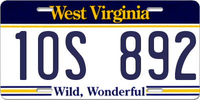 WV license plate 1OS892