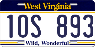 WV license plate 1OS893