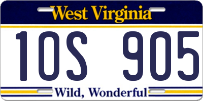 WV license plate 1OS905