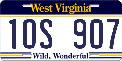 WV license plate 1OS907