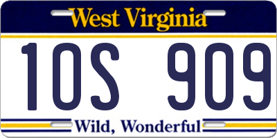 WV license plate 1OS909
