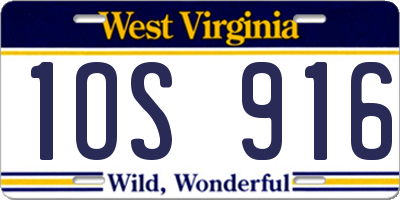 WV license plate 1OS916