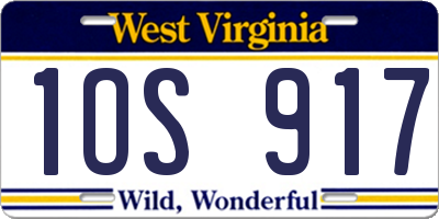 WV license plate 1OS917