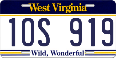 WV license plate 1OS919