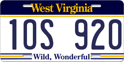 WV license plate 1OS920