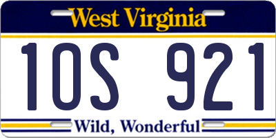 WV license plate 1OS921