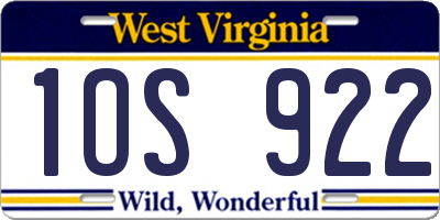 WV license plate 1OS922