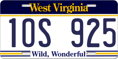 WV license plate 1OS925