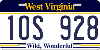 WV license plate 1OS928