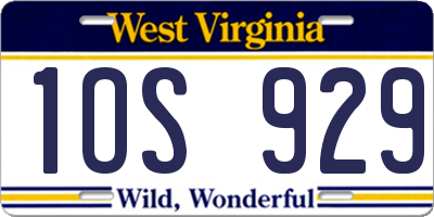 WV license plate 1OS929