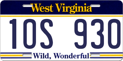 WV license plate 1OS930