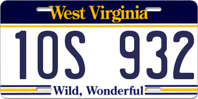 WV license plate 1OS932