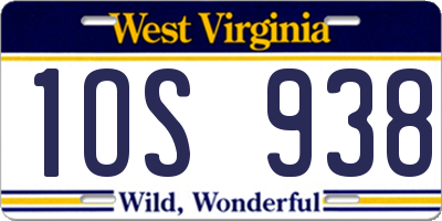 WV license plate 1OS938