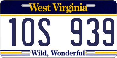 WV license plate 1OS939