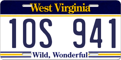 WV license plate 1OS941