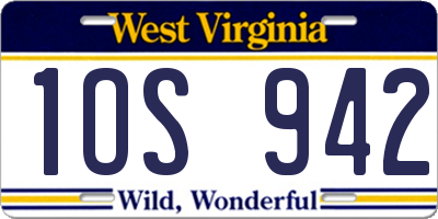 WV license plate 1OS942