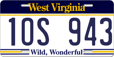 WV license plate 1OS943