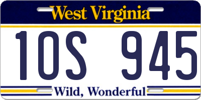 WV license plate 1OS945