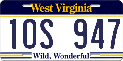 WV license plate 1OS947