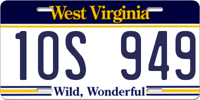 WV license plate 1OS949